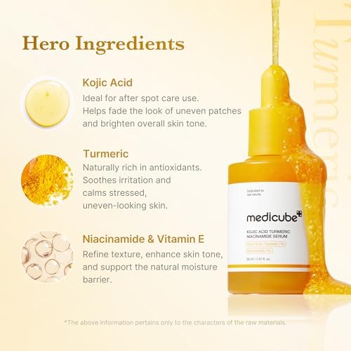 medicube Kojic Acid Renew & Smooth Duo for Troubled Skin: Kojic Acid Turmeric Clarifying Toner Pad and Kojic Acid Turmeric Clarifying & Balancing Capsule Serum