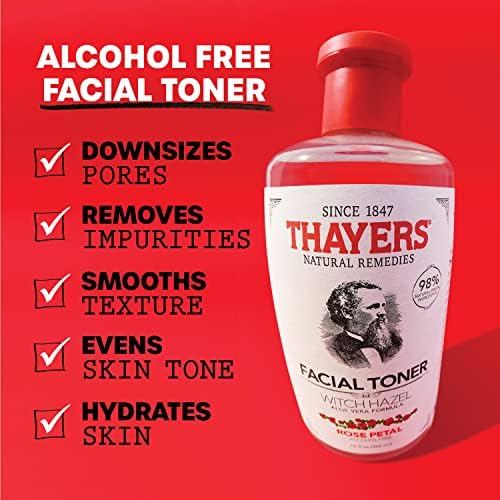 THAYERS Alcohol-Free, Hydrating, Unscented Witch Hazel Facial Toner with Aloe Vera Formula, Vegan, Dermatologist Tested and Recommended, 12 Oz (Packaging May Vary)