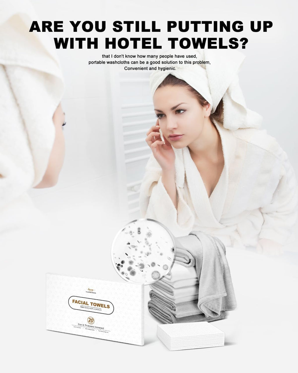 LUXU Face Towels,Ultra‑Soft Facial Towels,Extra Thick Disposable Face Towel | Thick Face Cloths for All Skin Types,Face Towels Disposable,Dry Wipes for Skincare,Makeup Remover and Cleansing-50 Count