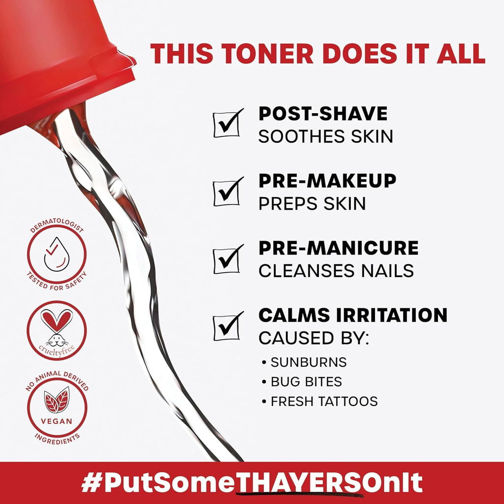 THAYERS Alcohol-Free, Hydrating, Unscented Witch Hazel Facial Toner with Aloe Vera Formula, Vegan, Dermatologist Tested and Recommended, 12 Oz (Packaging May Vary)
