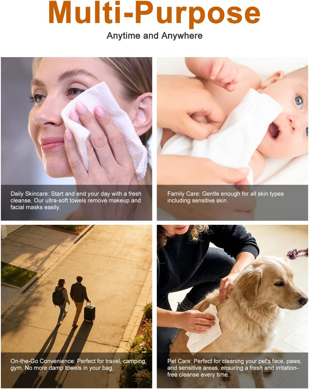 LUXU Face Towels,Ultra‑Soft Facial Towels,Extra Thick Disposable Face Towel | Thick Face Cloths for All Skin Types,Face Towels Disposable,Dry Wipes for Skincare,Makeup Remover and Cleansing-50 Count