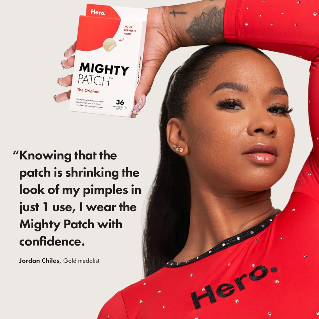 Mighty Patch Hero Cosmetics Original Nighttime Acne Pimple Patches, 36 Ct | #1 Hydrocolloid Acne Patches, Shrinking Zits & Whiteheads in 1 Use, Spot Treatment, Pimple Stickers for Face