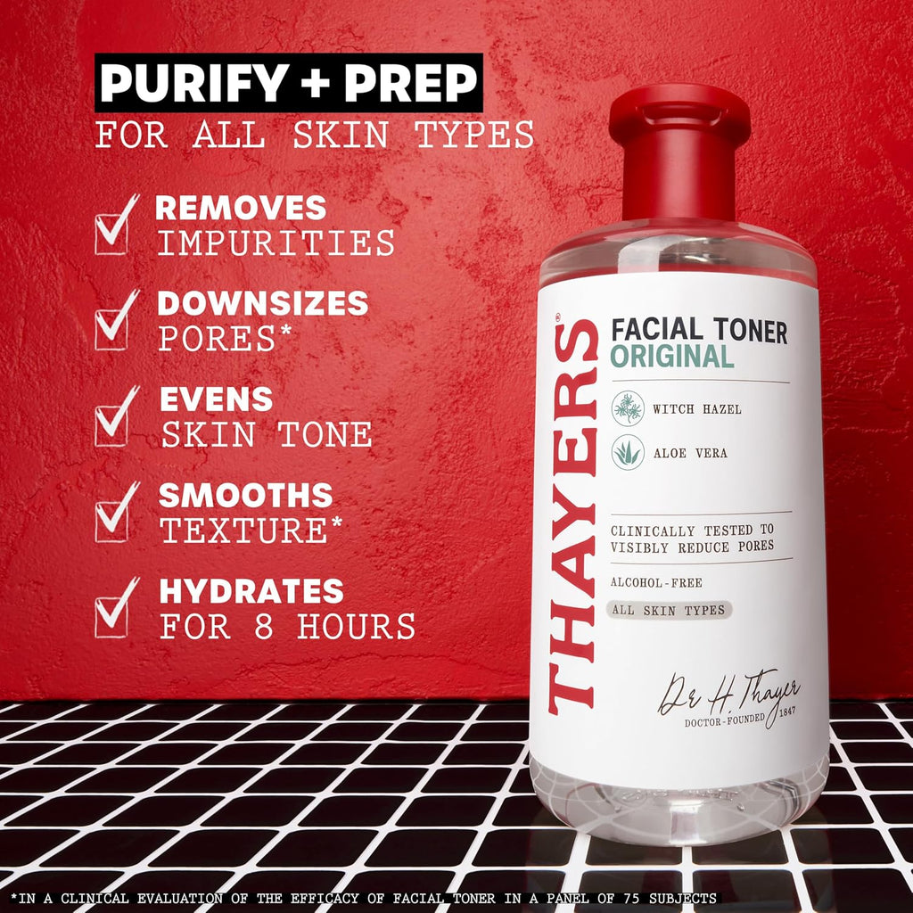 THAYERS Alcohol-Free, Hydrating, Unscented Witch Hazel Facial Toner with Aloe Vera Formula, Vegan, Dermatologist Tested and Recommended, 12 Oz (Packaging May Vary)