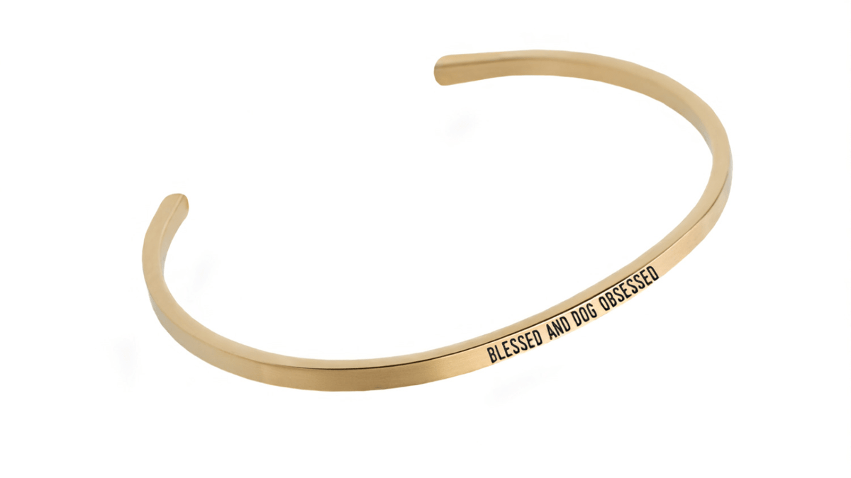 Soulfully Clear Blessed and Dog Obsessed Gold Adjustable Cuff Bracelet - Soulfully Clear