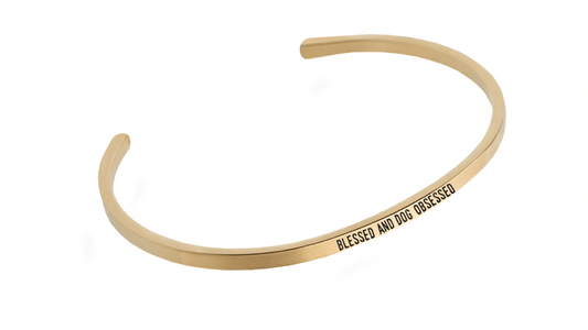 Soulfully Clear Blessed and Dog Obsessed Gold Adjustable Cuff Bracelet - Soulfully Clear