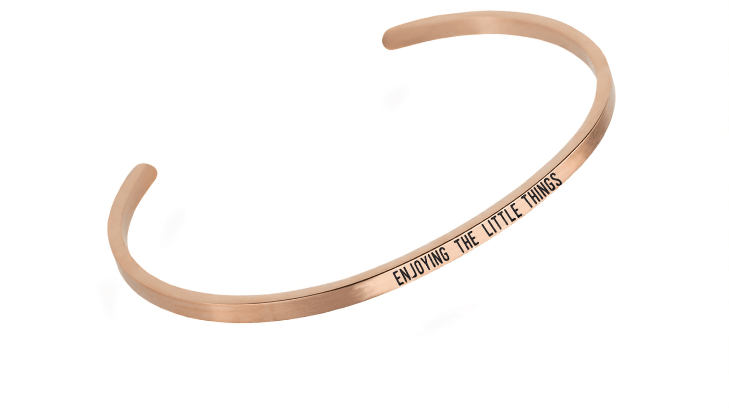 Soulfully Clear Enjoying the Little Things Rose Gold Adjustable Cuff Bracelet - Soulfully Clear