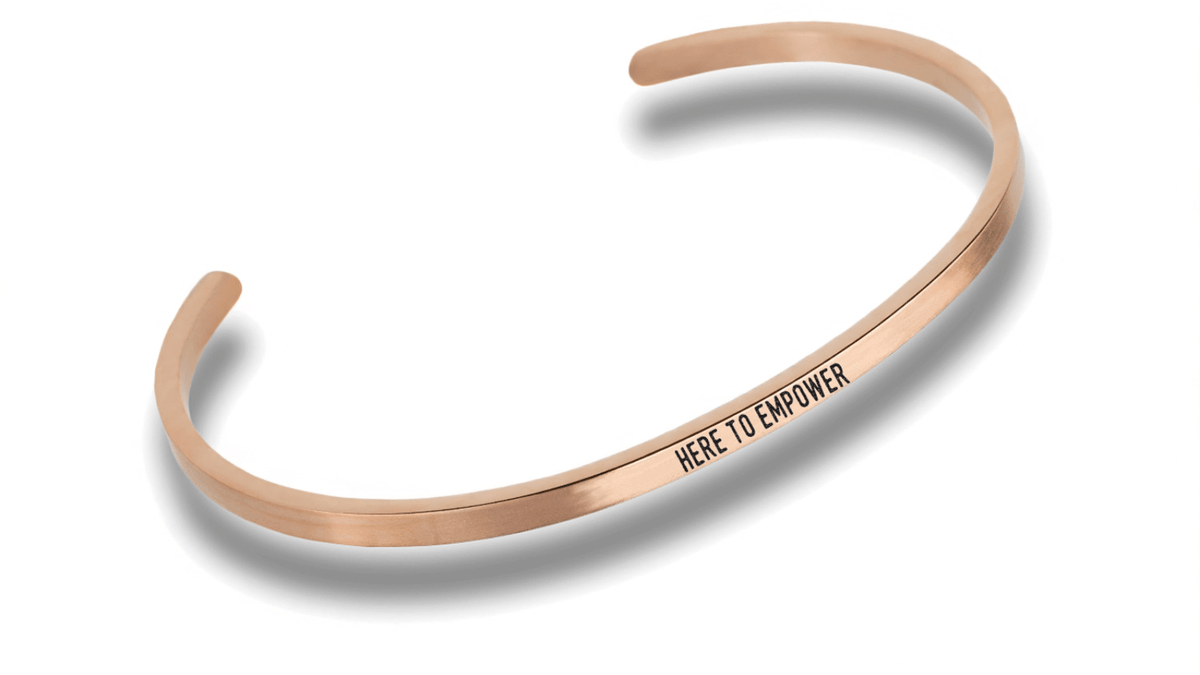 Soulfully Clear Here to Empower Rose Gold Adjustable Cuff Bracelet - Soulfully Clear