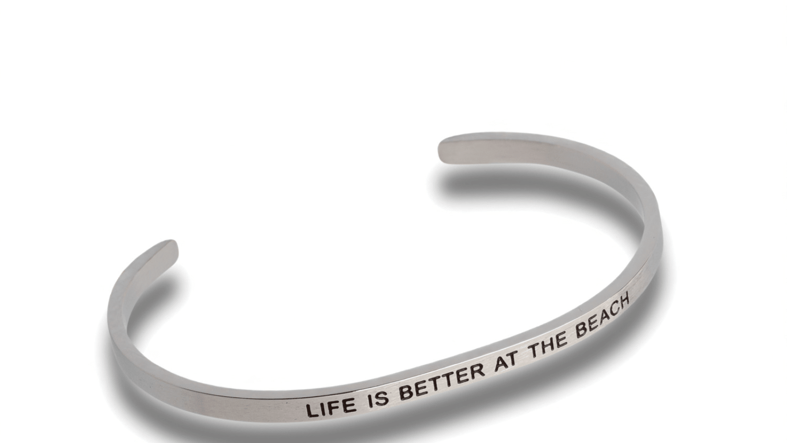 Soulfully Clear Life Is Better at the Beach Silver Adjustable Cuff Bracelet - Soulfully Clear