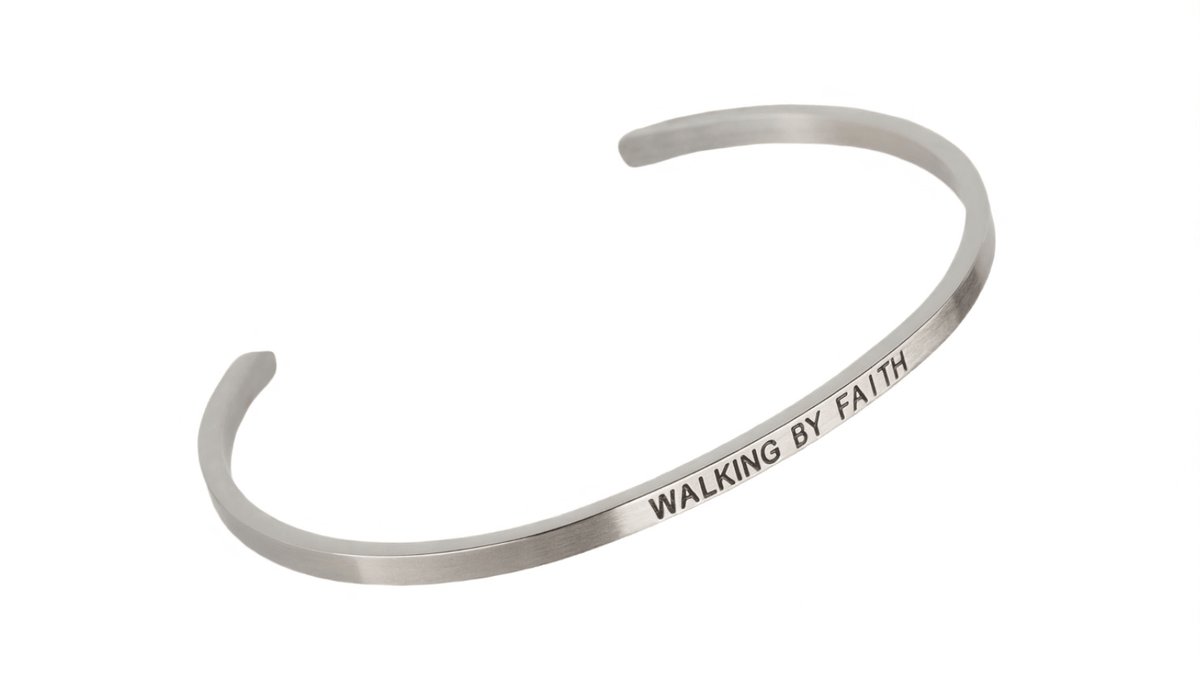 Soulfully Clear "Walking by Faith" Silver Adjustable Cuff Bracelet - Soulfully Clear
