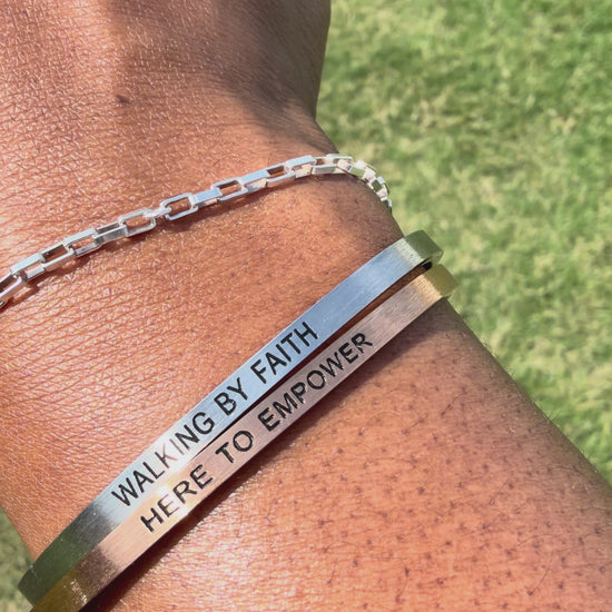 Soulfully Clear "Here to Empower" stainless steel adjustable 