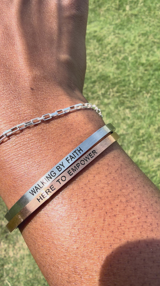 Soulfully Clear "Here to Empower" stainless steel adjustable 